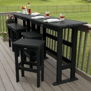 Highwood Lehigh Outdoor Bar Table and 4 Stools, Black