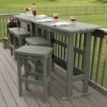 Highwood Lehigh Outdoor Bar Table and 4 Bar Stools, Eucalyptus