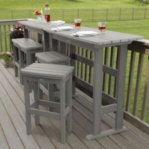 Highwood Lehigh Outdoor Bar Table and 4 Stools, Harbor Gray