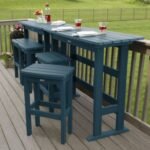 Highwood Lehigh Outdoor Bar Table and 4 Bar Stools, Nantucket Blue