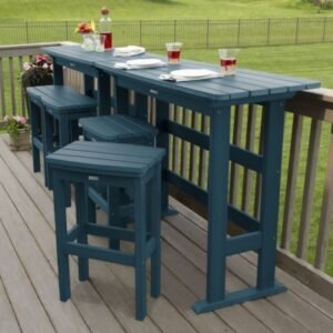 Highwood Lehigh Outdoor Bar Table and 4 Stools, Nantucket Blue