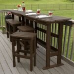 Highwood Lehigh Outdoor Bar Table and 4 Bar Stools, Weathered Acorn
