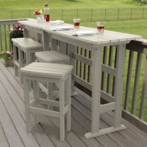 Highwood Lehigh Outdoor Bar Table and 4 Stools, Whitewash