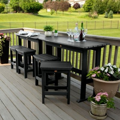 Highwood Lehigh Outdoor Counter Height 2 Bar Table and 4 Bar Stools, Black
