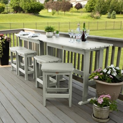 Highwood Lehigh Outdoor Counter Height 2 Bar Table and 4 Bar Stools, Eucalyptus