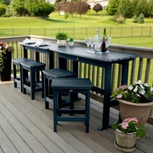 Highwood Lehigh Outdoor Counter Height 2 Bar Table and 4 Stools, Federal Blue