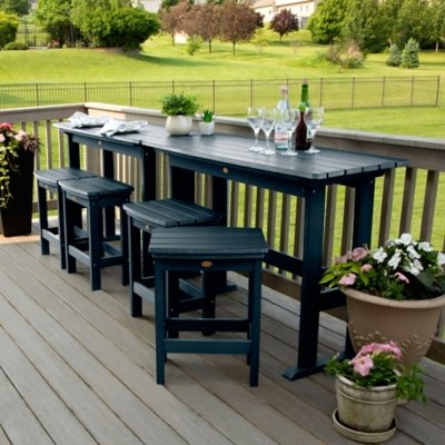 Highwood Lehigh Outdoor Counter Height 2 Bar Table and 4 Bar Stools, Federal Blue