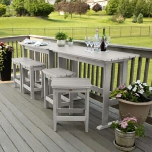 Highwood Lehigh Outdoor Counter Height 2 Bar Table and 4 Stools, Harbor Gray