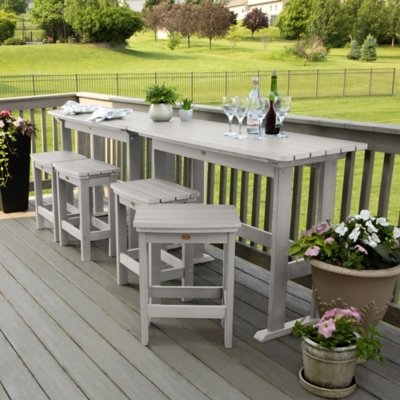 Highwood Lehigh Outdoor Counter Height 2 Bar Table and 4 Bar Stools, Harbor Gray