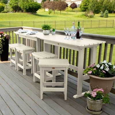 Highwood Lehigh Outdoor Counter Height 2 Bar Table and 4 Bar Stools, Whitewash