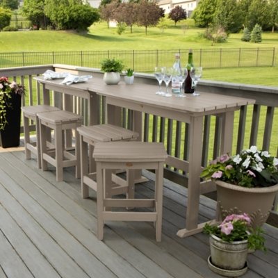 Highwood Lehigh Outdoor Counter Height 2 Bar Table and 4 Bar Stools, Woodland Brown