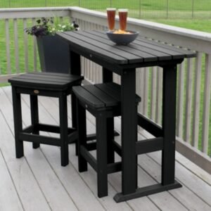Highwood Lehigh Outdoor Dining Table and 2 Chairs, Black