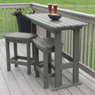 Highwood Lehigh Outdoor Dining Table and 2 Chairs, Coastal Teak