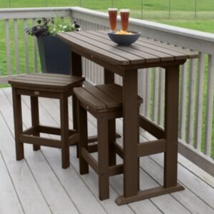 Highwood Lehigh Outdoor Dining Table and 2 Chairs, Weathered Acorn
