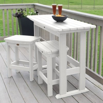 Highwood Lehigh Outdoor Dining Table and 2 Chairs, White