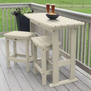 Highwood Lehigh Outdoor Dining Table and 2 Chairs, Whitewash