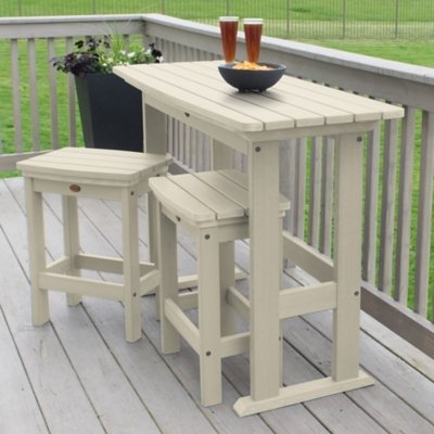 Highwood Lehigh Outdoor Dining Table and 2 Chairs, Whitewash