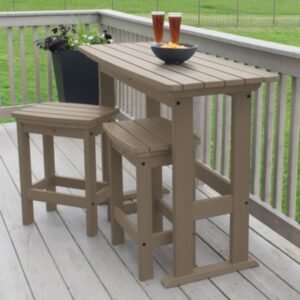 Highwood Lehigh Outdoor Dining Table and 2 Chairs, Woodland Brown