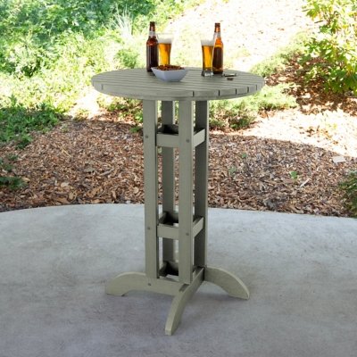 Highwood Lehigh Outdoor Round Bar Table, Eucalyptus