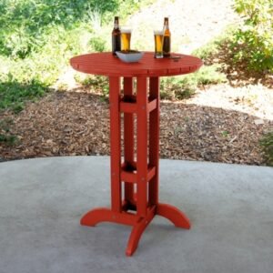 Highwood Lehigh Outdoor Round Bar Table, Rustic Red