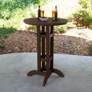 Highwood Lehigh Outdoor Round Bar Table, Weathered Acorn