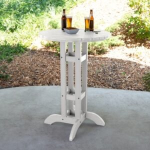 Highwood Lehigh Outdoor Round Bar Table, White
