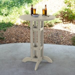 Highwood Lehigh Outdoor Round Bar Table, Whitewash