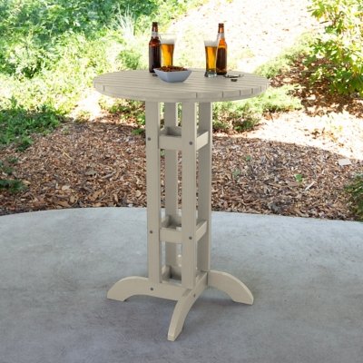Highwood Lehigh Outdoor Round Bar Table, Whitewash