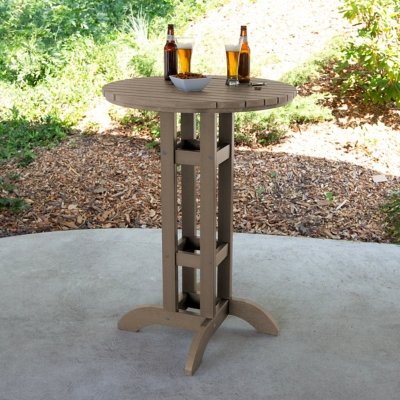 Highwood Lehigh Outdoor Round Bar Table, Woodland Brown