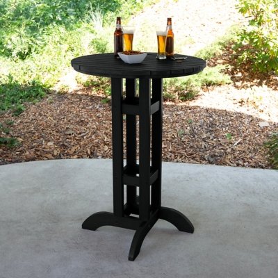 Highwood Lehigh Outdoor Round Dining Table, Black