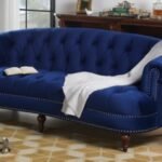 Jennifer Taylor home La Rosa Chesterfield Sofa, Navy Blue