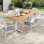 Modway Aeris Outdoor Dining Table and 6 Chairs, White/Light Gray
