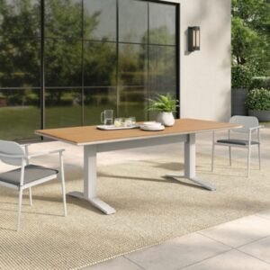 Modway Gavelston Outdoor Dining Table, Natural/White