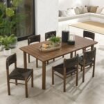 Modway Parkland Outdoor Dining Table and 6 Chairs, Walnut