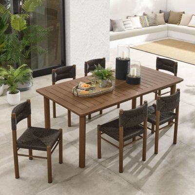 Modway Parkland Outdoor Dining Table and 6 Chairs, Walnut