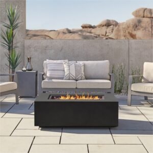 Real Flame Aegean Outdoor Rectangle Fire Pit Table, Black