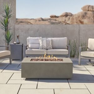 Real Flame Aegean Outdoor Rectangle Fire Pit Table, Mist Gray