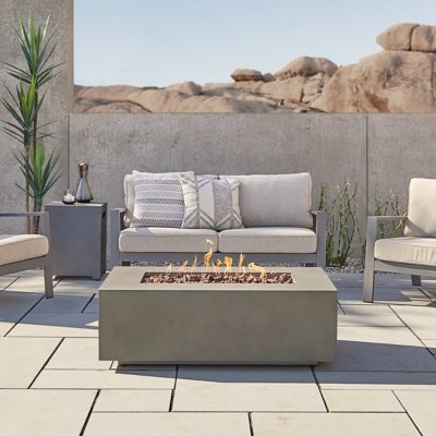Real Flame Aegean Outdoor Rectangle Fire Pit Table, Mist Gray