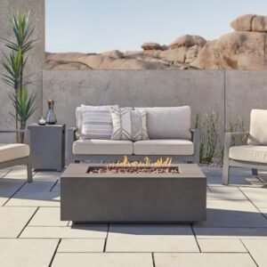 Real Flame Aegean Outdoor Rectangle Fire Pit Table, Weathered Slate