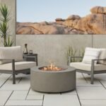 Real Flame Aegean Outdoor Round Fire Pit Table, Mist Gray