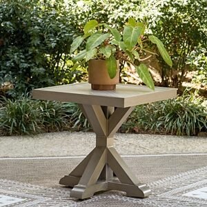 Revare Beach Outdoor End Table, Beige