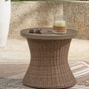 Revare Beach Outdoor End Table, Beige