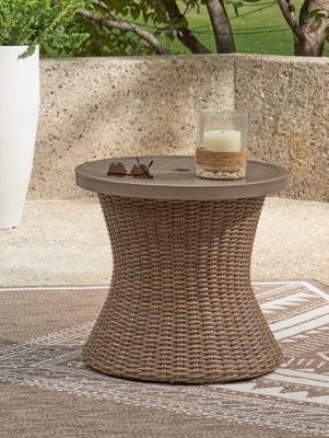 Revare Beach Outdoor End Table, Beige