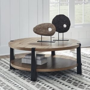 Ridgester Coffee Table, Light Brown/Black