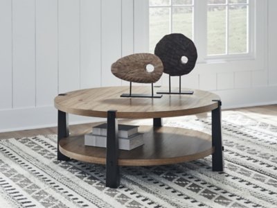 Ridgester Coffee Table, Light Brown/Black