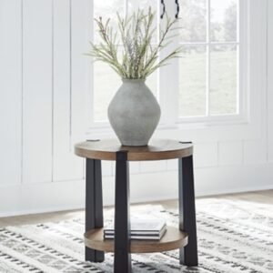 Ridgester End Table, Light Brown/Black