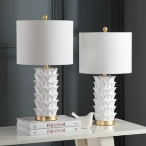 Safavieh Nico Table Lamp (Set of 2), White/Gold Leaf