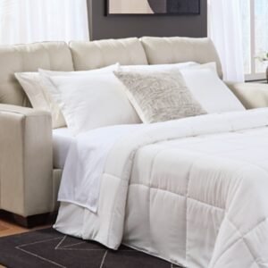 Santorine Leather Sofa Sleeper Leather, Bone