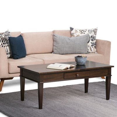 Simpli Home Carlton Coffee Table, Dark Tobacco Brown
