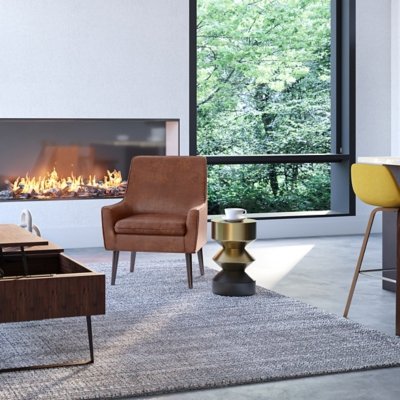 Simpli Home Miller Side Table, Black/Brass